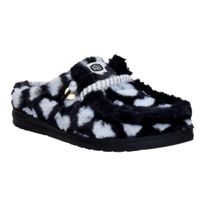wendy slipper hearts black/white